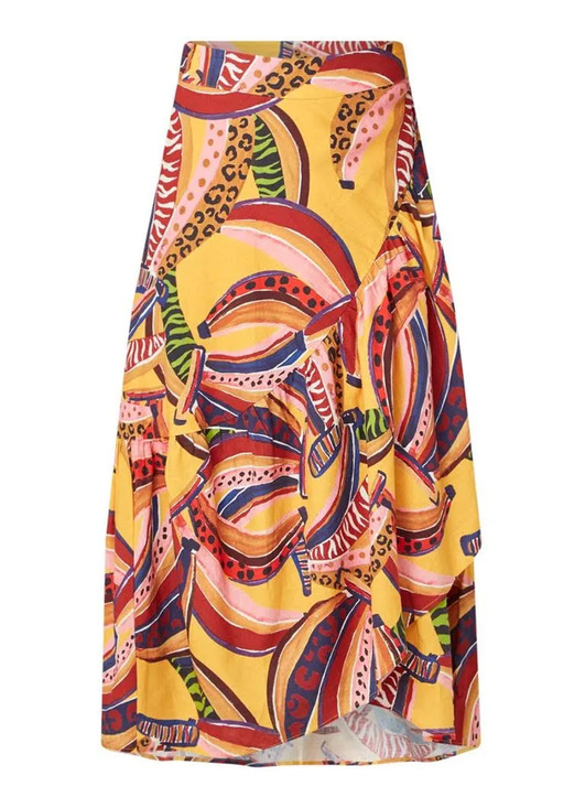 FARM Rio Dresses & Skirts - FARM RIO Linen Banana Wrap Skirt Size Small Midi Tropical Colorful NEW